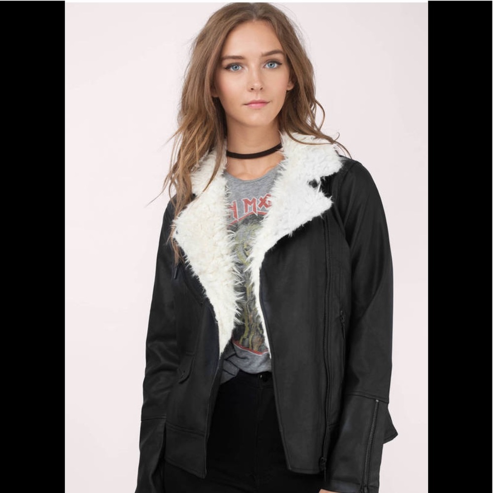 NWOT Tobi Faux Fur Moto Jacket